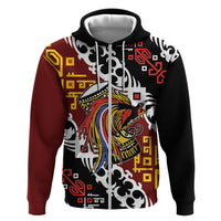 Personalised Papua New Guinea Bird Drum Zip Hoodie Papuan Batik Motif LT9 Zip Hoodie Black - Polynesian Pride