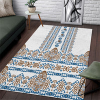 Papua New Guinea Bird Ethnic Area Rug Papuan Batik Inspired Pattern LT9 White - Polynesian Pride