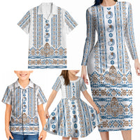 Personalised Papua New Guinea Bird Ethnic Family Matching Long Sleeve Bodycon Dress and Hawaiian Shirt Papuan Batik Inspired Pattern LT9 - Polynesian Pride