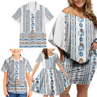 Personalised Papua New Guinea Bird Ethnic Family Matching Off Shoulder Short Dress and Hawaiian Shirt Papuan Batik Inspired Pattern LT9 - Polynesian Pride