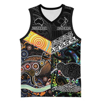 Australia New Zealand Personalised Basketball Jersey Maori Aboriginal Art Style - Polynesian Pride