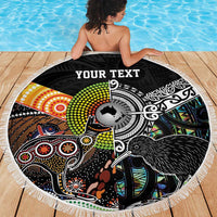 Personalised New Zealand and Australia Beach Blanket Maori Mix Aboriginal Art Style LT9 - Polynesian Pride