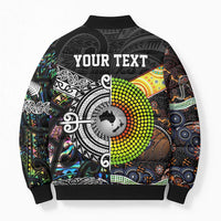Australia New Zealand Personalised Bomber Puffer Jacket Maori Aboriginal Art Style - Polynesian Pride