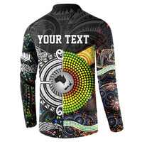 Personalised New Zealand and Australia Button Sweatshirt Maori Mix Aboriginal Art Style LT9 - Polynesian Pride