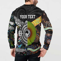 Personalised New Zealand and Australia Button Sweatshirt Maori Mix Aboriginal Art Style LT9 - Polynesian Pride