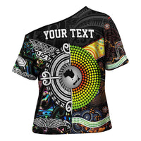 Australia New Zealand Personalised Cross Shoulder Shirt Maori Aboriginal Art Style - Polynesian Pride