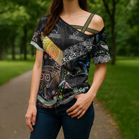 Australia New Zealand Personalised Cross Shoulder Shirt Maori Aboriginal Art Style - Polynesian Pride