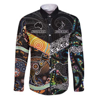 New Zealand and Australia Family Matching Puletasi and Hawaiian Shirt Maori Mix Aboriginal Art Style