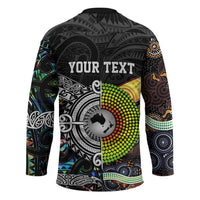Australia New Zealand Personalised Hockey Jersey Maori Aboriginal Art Style - Polynesian Pride