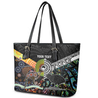 Personalised New Zealand and Australia Leather Tote Bag Maori Mix Aboriginal Art Style LT9 - Polynesian Pride