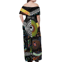 Personalised New Zealand and Australia Off Shoulder Maxi Dress Maori Mix Aboriginal Art Style LT9 - Polynesian Pride