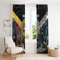 Personalised New Zealand and Australia Window Curtain Maori Mix Aboriginal Art Style LT9 - Polynesian Pride