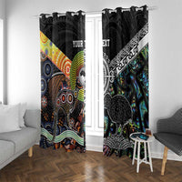 Personalised New Zealand and Australia Window Curtain Maori Mix Aboriginal Art Style LT9 With Grommets Black - Polynesian Pride
