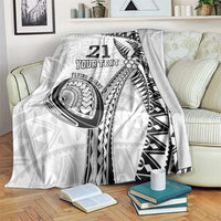 Custom Fiji Rugby Pacific Blanket Polynesian Palm Tattoo LT9 White - Polynesian Pride
