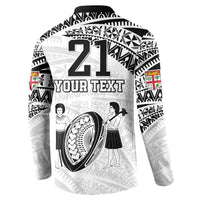 Custom Fiji Rugby Pacific Button Sweatshirt Polynesian Palm Tattoo LT9 - Polynesian Pride