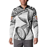 Custom Fiji Rugby Pacific Button Sweatshirt Polynesian Palm Tattoo LT9 - Polynesian Pride