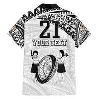 Custom Fiji Rugby Pacific Family Matching Off The Shoulder Long Sleeve Dress and Hawaiian Shirt Polynesian Palm Tattoo