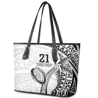 Custom Fiji Rugby Pacific Leather Tote Bag Polynesian Palm Tattoo LT9 - Polynesian Pride
