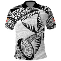 Custom Fiji Rugby Pacific Polo Shirt Polynesian Palm Tattoo LT9 White - Polynesian Pride