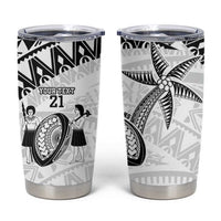 Custom Fiji Rugby Pacific Tumbler Cup Polynesian Palm Tattoo LT9 White - Polynesian Pride