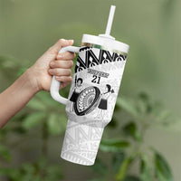 Custom Fiji Rugby Pacific Tumbler With Handle Polynesian Palm Tattoo LT9 - Polynesian Pride