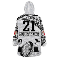 Custom Fiji Rugby Pacific Wearable Blanket Hoodie Polynesian Palm Tattoo LT9 - Polynesian Pride