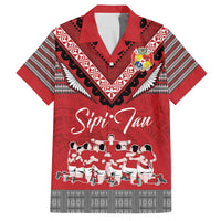 Personalised Tonga Rugby Pacific Family Matching Puletasi and Hawaiian Shirt Ikale Tahi Sipi Tau LT9 Dad's Shirt - Short Sleeve Red - Polynesian Pride