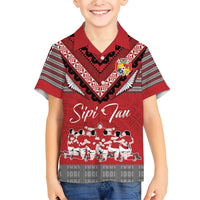 Personalised Tonga Rugby Pacific Family Matching Short Sleeve Bodycon Dress and Hawaiian Shirt Ikale Tahi Sipi Tau LT9 Son's Shirt Red - Polynesian Pride