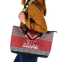 Personalised Tonga Rugby Pacific Leather Tote Bag Ikale Tahi Sipi Tau LT9 Red - Polynesian Pride