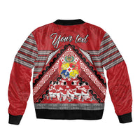 Personalised Tonga Rugby Pacific Sleeve Zip Bomber Jacket Ikale Tahi Sipi Tau