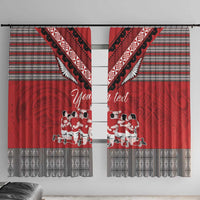 Personalised Tonga Rugby Pacific Window Curtain Ikale Tahi Sipi Tau LT9 With Hooks Red - Polynesian Pride