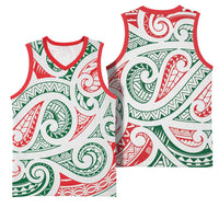 New Zealand Kowhaiwhai Christmas Basketball Jersey Traditional Maori Koru Pattern - Polynesian Pride