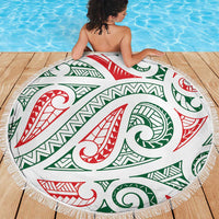 New Zealand Kowhaiwhai Christmas Beach Blanket Traditional Maori Koru Pattern - Polynesian Pride