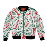 New Zealand Kowhaiwhai Christmas Bomber Jacket Traditional Maori Koru Pattern - Polynesian Pride