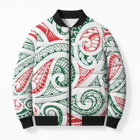 New Zealand Kowhaiwhai Christmas Bomber Puffer Jacket Traditional Maori Koru Pattern - Polynesian Pride
