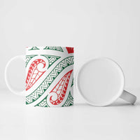 New Zealand Kowhaiwhai Christmas Ceramic Mug Traditional Maori Koru Pattern - Polynesian Pride