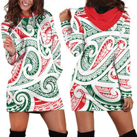 New Zealand Kowhaiwhai Christmas Hoodie Dress Traditional Maori Koru Pattern - Polynesian Pride
