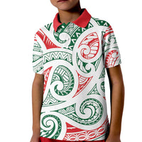 New Zealand Kowhaiwhai Christmas Kid Polo Shirt Traditional Maori Koru Pattern - Polynesian Pride