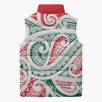 New Zealand Kowhaiwhai Christmas Sleeveless Puffer Jacket Traditional Maori Koru Pattern - Polynesian Pride