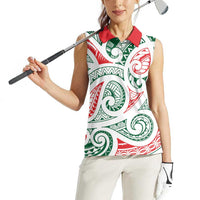 New Zealand Kowhaiwhai Christmas Women Sleeveless Polo Shirt Traditional Maori Koru Pattern - Polynesian Pride