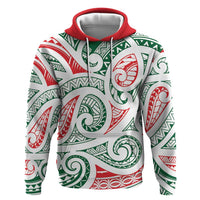 New Zealand Kowhaiwhai Christmas Zip Hoodie Traditional Maori Koru Pattern - Polynesian Pride