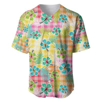 Hawaiian Palaka Baseball Jersey Hibiscus Palm Leaf Pattern - Polynesian Pride