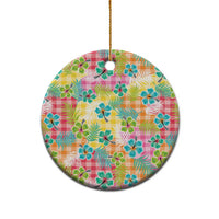 Hawaiian Palaka Ceramic Ornament Hibiscus Palm Leaf Pattern - Polynesian Pride