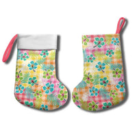 Hawaiian Palaka Christmas Stocking Hibiscus Palm Leaf Pattern - Polynesian Pride