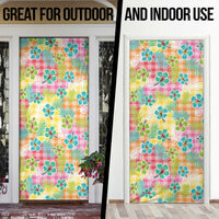 Hawaiian Palaka Door Cover Hibiscus Palm Leaf Pattern - Polynesian Pride