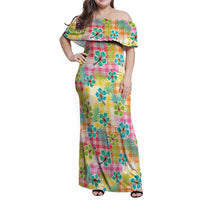 Hawaiian Palaka Family Matching Off Shoulder Maxi Dress and Hawaiian Shirt Hibiscus Palm Leaf Pattern - Polynesian Pride