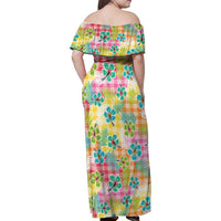 Hawaiian Palaka Family Matching Off Shoulder Maxi Dress and Hawaiian Shirt Hibiscus Palm Leaf Pattern - Polynesian Pride