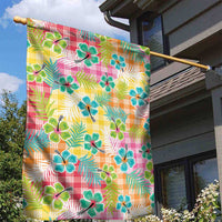 Hawaiian Palaka Garden Flag Hibiscus Palm Leaf Pattern - Polynesian Pride