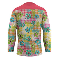 Hawaiian Palaka Hockey Jersey Hibiscus Palm Leaf Pattern LT9 - Polynesian Pride