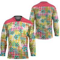 Hawaiian Palaka Hockey Jersey Hibiscus Palm Leaf Pattern LT9 - Polynesian Pride